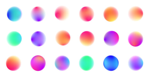 Wall Mural - round banner with neon gradient isolated on white transparent background in png format. colorful bri