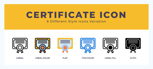 Poster - Certificate icon set pack vector illustration.