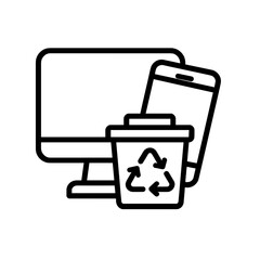 Fototapete - Electronic waste recycling symbol with computer and smartphone  