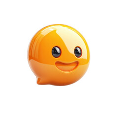 Poster - Cheerful Orange Speech Bubble Emoji Character Illustration Cute Smiling on transparent background