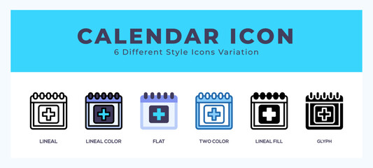 Fototapete - Calender icon illustration vector with different styles