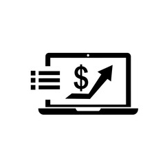 Fototapete - Laptop displaying dollar sign and rising arrow with list icon indicating financial growth and progress online