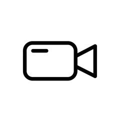 Fototapete - A simple black outline of a video camera icon isolated on a plain white background in a minimalist style