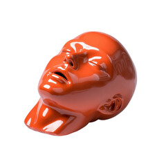 Poster - Abstract Art Piece Ceramic Red Head Sculpture with Closed Eyes on Transparent Background Artful