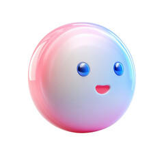 Poster - Cute Bubble Character Vector Art Rendered Sphere Emoticon Icon Pink on transparent background