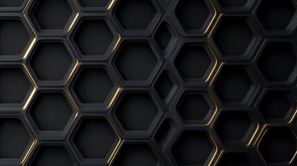 Poster - Geometric Black Abstract Background Featuring Textured Honeycomb Pattern for Modern Design Projects