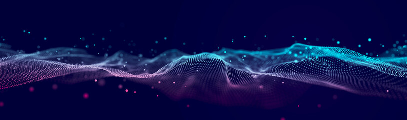 Fototapete - Abstract wave of musical sounds. Smooth information transfer. 3D rendering.