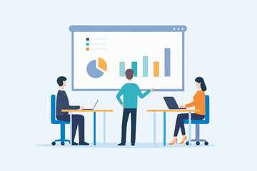 Poster - Business presentation with data analysis and strategic planning for corporate growth and success