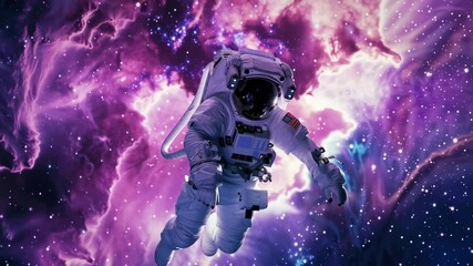 Wall Mural - An astronaut floating in space against a stunning cosmic background