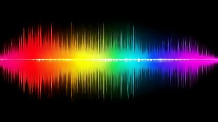 Poster - Vibrant rainbow sound wave visualization on a black background