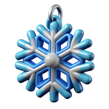 3d rendering of a plasticstyle snowflake icon solated on background holiday decoration