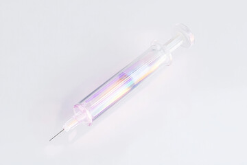 Poster - Futuristic medical concept with iridescent syringe design for healthcare innovation