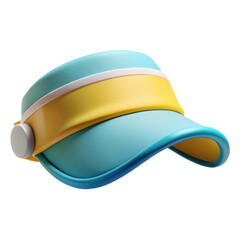 Poster - 3d rendering plasticstyle blue tennis visor summer headwear icon isolated on background sport fashion accessory trendy design