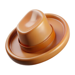 Poster - 3d rendering plasticstyle icon of brown fedora hat stylish design isolated on white background against background