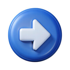 Aufkleber - 3d rendering plasticstyle icon of right arrow in blue circle shape solated on white background