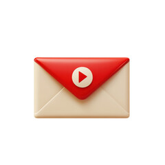 Aufkleber - 3D Email Red Notification Modern Video Play Button New Message Alert on transparent background