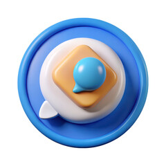 Poster - Abstract 3d rendering of a communication bubble icon plasticstyle isolated on background
