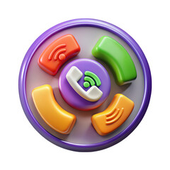 Poster - Colorful communication hub 3d rendering plasticstyle icon isolated on white background for design