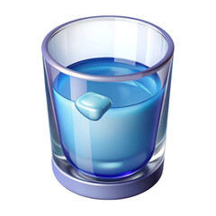 Poster - Glass of water with ice 3d rendering plasticstyle icon isolated on white background water element