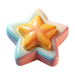 Poster - Glossy orange and white star 3d rendering plasticstyle icon isolated on white background