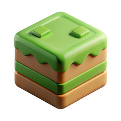Aufkleber - Isometric 3d rendering plasticstyle icon of a layered green and brown block isolated on background