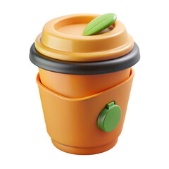 Aufkleber - Modern 3d rendering plasticstyle icon of a coffee cup isolated on white background for cafe design