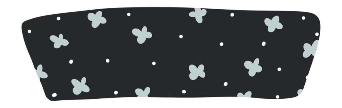 Sign or decorative bar, rectangular shape, curved, with various patterns and colored surfaces.