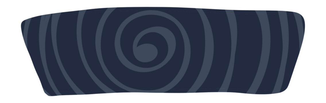 Sign or decorative bar, rectangular shape, curved, with various patterns and colored surfaces.
