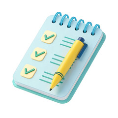 Poster - 3d realistic checklist notepad with pen isolated on transparent background