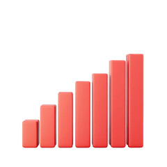 Poster - 3d realistic coral bar chart isolated on transparent background