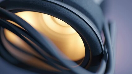 Poster - Close-Up of VR Headset Cables Wrapping Around Lens on a Soft Surface