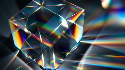 Poster - Close-Up of Refracted Light Passing Through a Digital Prism Creating Vibrant Color Spectrum