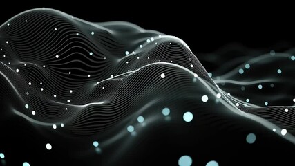 Poster - Luminescent Wave Grid on Black Background with Close-Up Detail of Abstract Design
