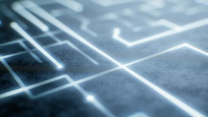 Poster - Close Up of Laser Etched Circuit Paths on Glass Tile Showing Intricate Design and Detail