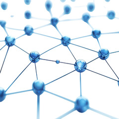 Poster - Abstract blue network connection 3D illustration digital art structure on transparent background