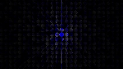 Wall Mural - futuristic dark 3d grid with glowing blue core, abstract digital motion background