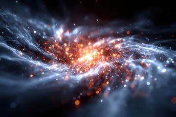 Poster - Vibrant cosmic explosion with swirling lights in deep space