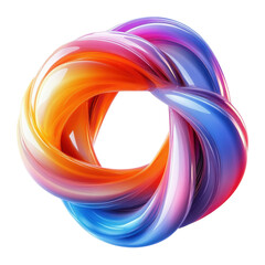 Poster - Abstract knot render with looping curves Vibrant flow orange violet blue on transparent background