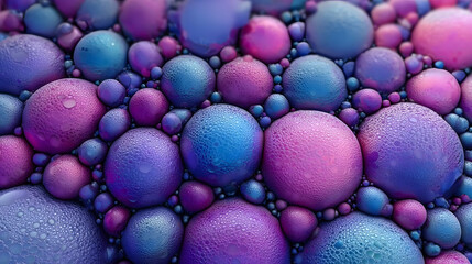Poster - A multicolored 3D render consisting of purple and blue 3D spheres forms an abstract wallpaper