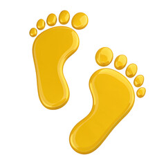 Poster - 3d render of yellow footprints isolated on transparent background