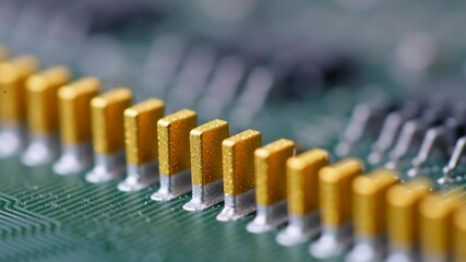 Poster - Close-Up View of Electronic Circuit Board with Gold Plated Connectors and Fine Details