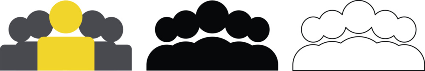 Fototapete - Abstract vector icons representing a cloud and group of people in different color versions