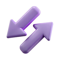 Poster - Exchange illustration in purple shows data transfer or transaction with 3d rendered arrows on background