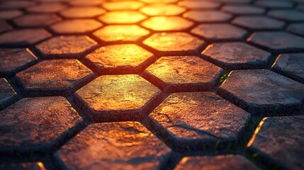 Leinwandbilder - Close-up view of a paved surface with hexagonal blocks.