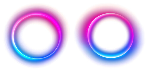 Wall Mural - png vibrant neon circular gradients, element set on transparent background