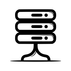 Poster - A stylized, minimalist illustration of a server rack with three tiers, rendered in black and white.