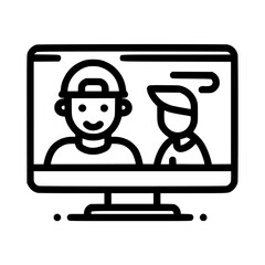 Fototapete - A computer screen displaying two people, likely engaged in a video call.
