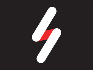 Poster - Modern Abstract Shape S Letter with Red Connection on Black Background