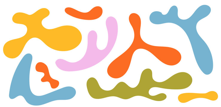 Abstract blob shape organic vector elements in pastel beige pink colors. Wavy liquid irregular forms in simple minimalistic style.