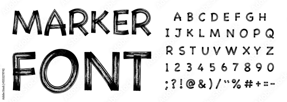 Marker Script Letters Dry Marker alphabet handwritten font. Marker calligraphic draw ...